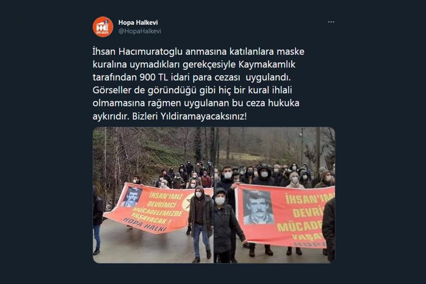 Hopa Halkevi'nin Twitter gönderisi