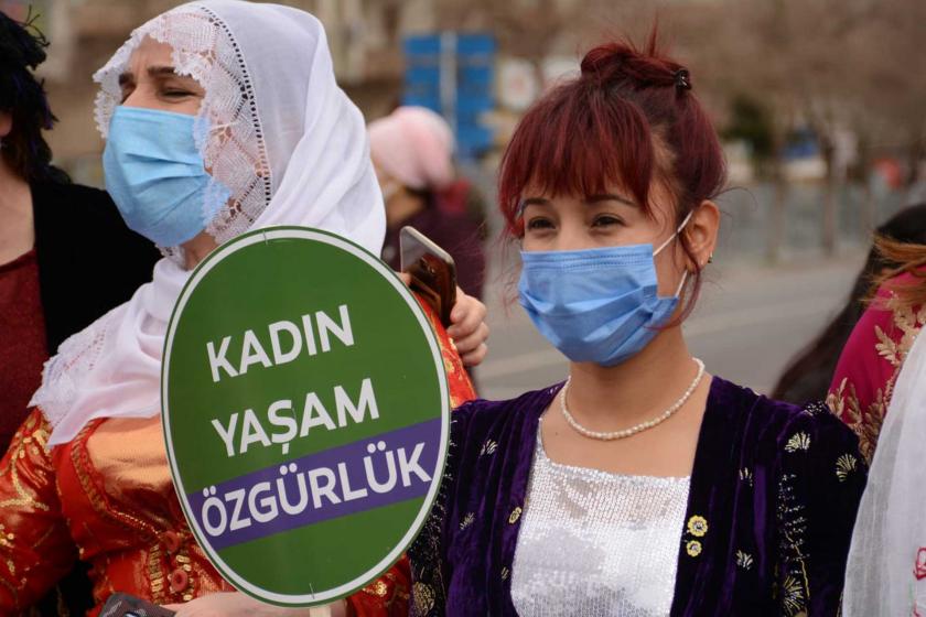 Diyarbakır'daki 8 Mart mitinginde taşınan 