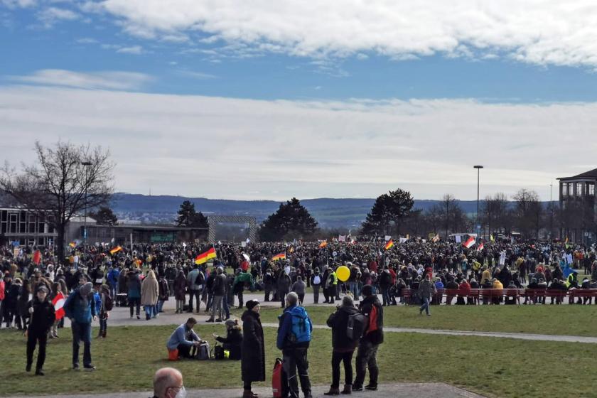 Almanya Kassel'de düzenlenen eylemden bir fotoğraf