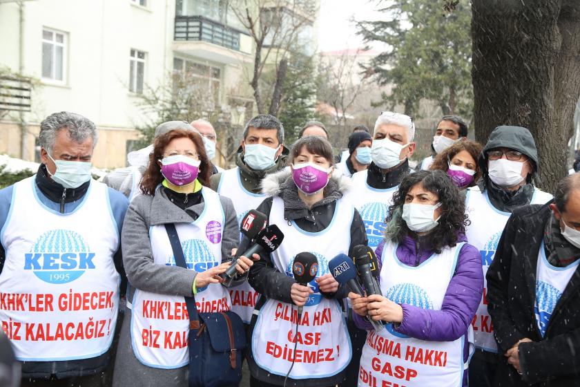 KESK üyeleri Ankara'da açıklama yaptı