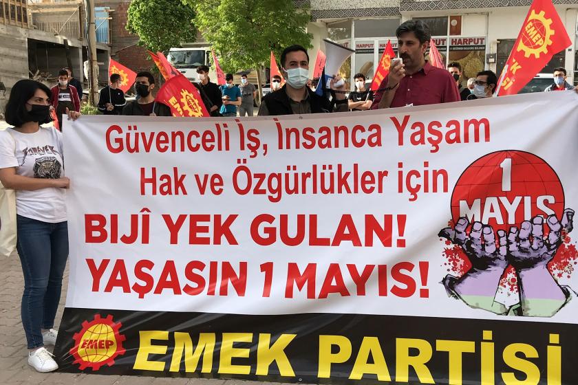 Emek Partisi Elazığ İl Örgütü'nün 1 Mayıs açıklamasından bir fotoğraf.