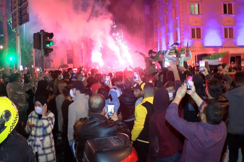 Beşiktaş'taki İsrail Başkonsolosluğu önünde toplanıp İsrail'i protesto eden kitle