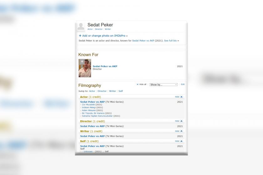 IMDb'de Sedat Peker'in videolarına dair açılan sayfa.