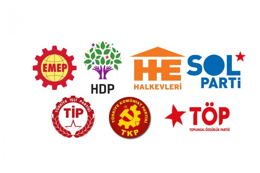 EMEP, HDP, Halkevleri, Sol Parti, TİP, TKP ve TÖP logoları