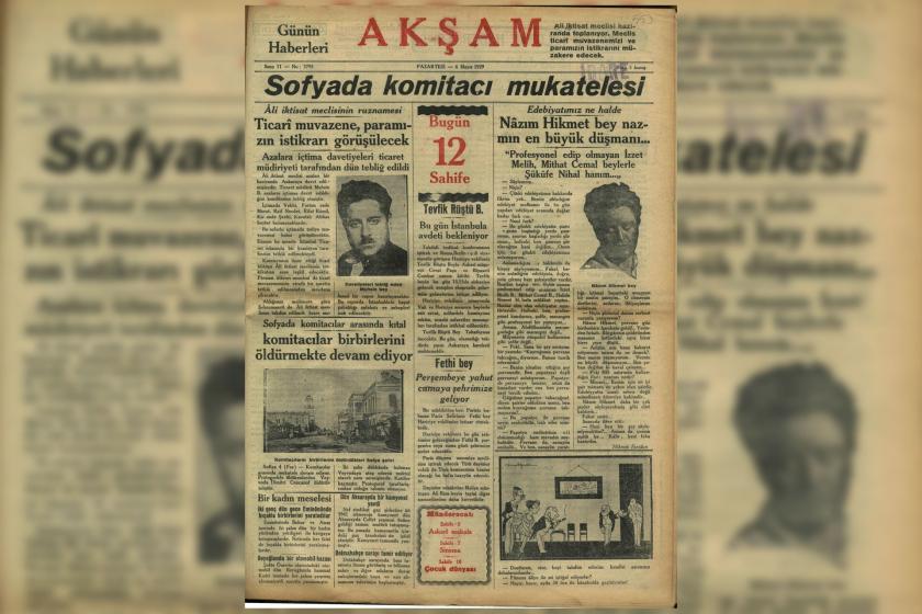  6 Mayıs 1929 tarihli Akşam Gazetesi 1. sayfası