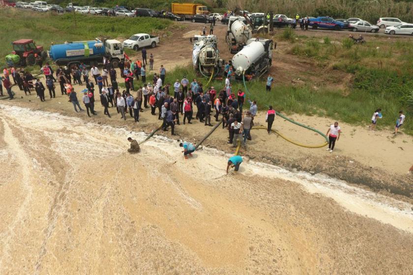 Balıkesir'de müsilaj temizliği, belediye işçileri eliyle temizliyor