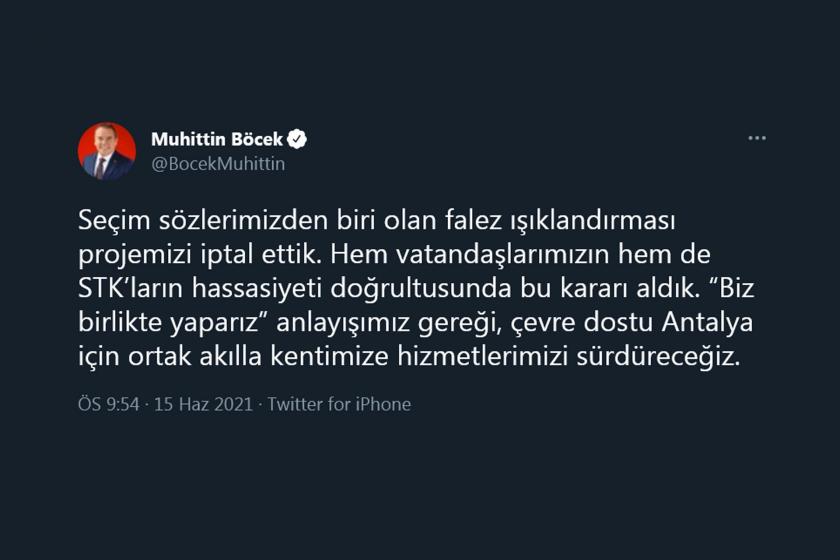 Muhittin Böcek'in Twitter gönderisi