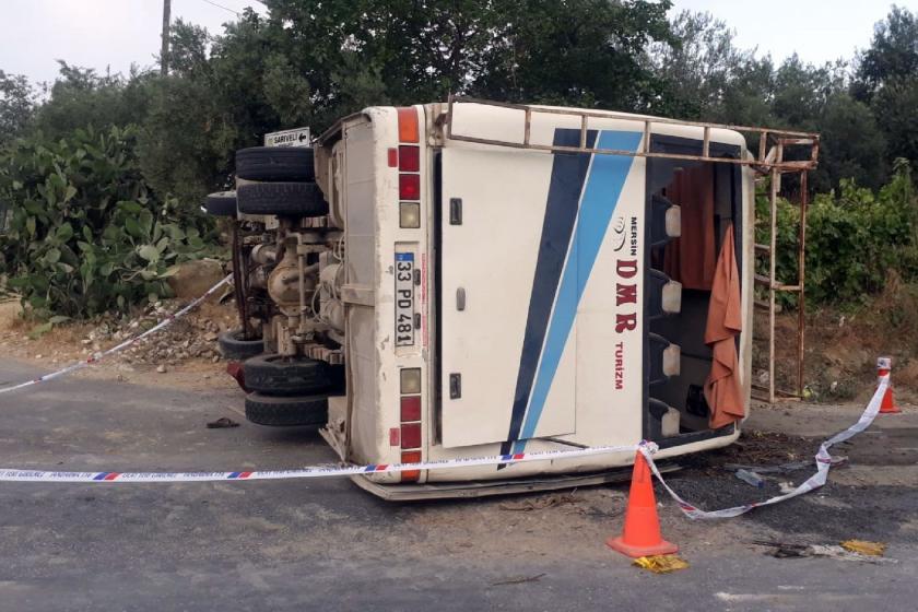 kaza yapan işçi servisi