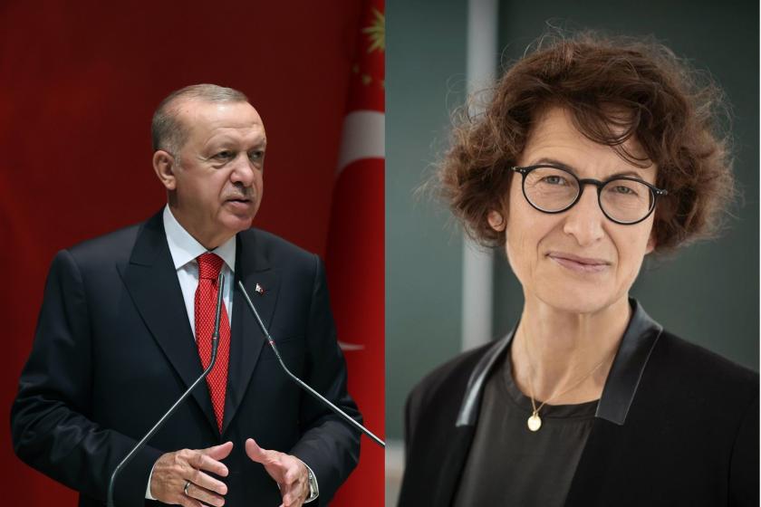 Özlem Türeci (sağda) / Tayyip Erdoğan (solda)