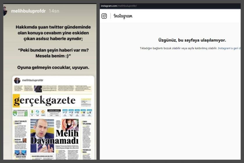 Melih Bulu'nun Instagram hesabına ait ekran görüntüleri