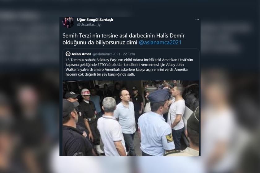 Uğur Songül Sarıtaşlı'nın Twitter paylaşımının ekran alıntısı