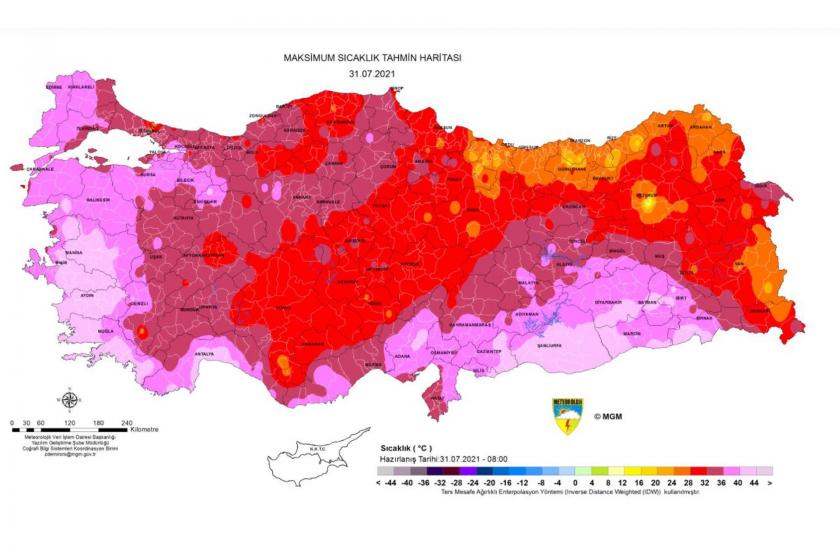 Maksimum Sıcaklık Tahmin Haritası