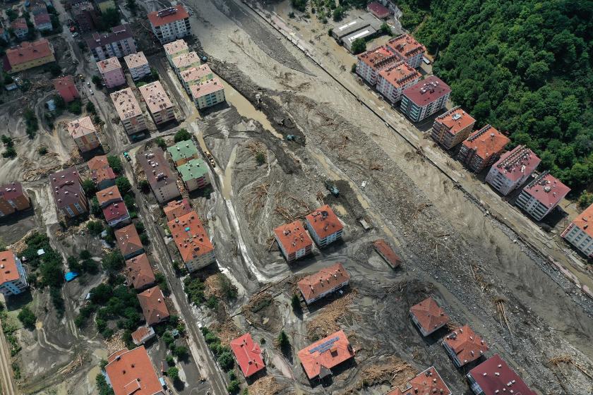 Kastamonu'nun Bozkurt ilçesinde selin ardından havadan çekilen bir fotoğraf.