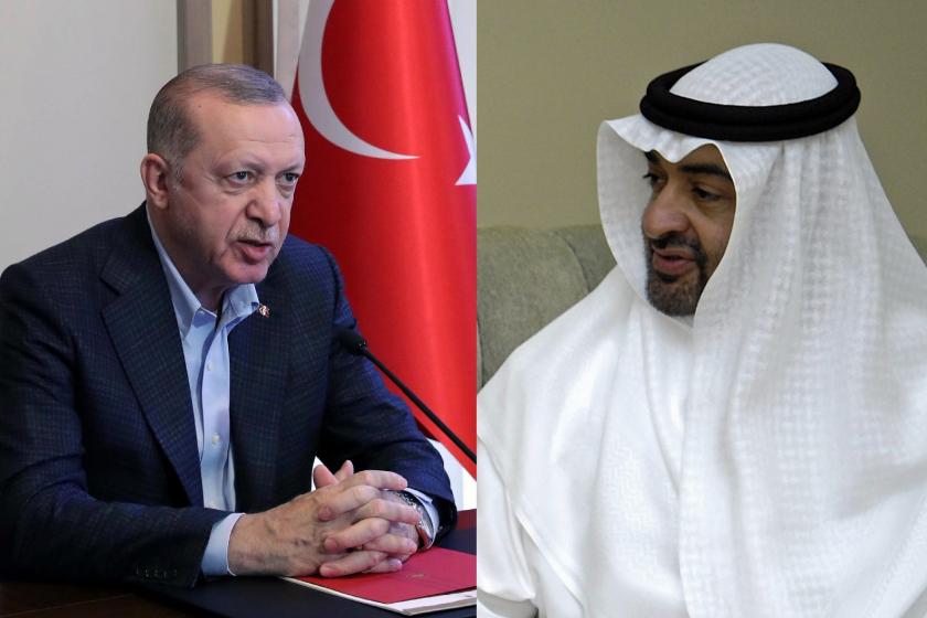 Tayyip Erdoğan (solda), Muhammed bin Zayed el Nahyan (sağda)