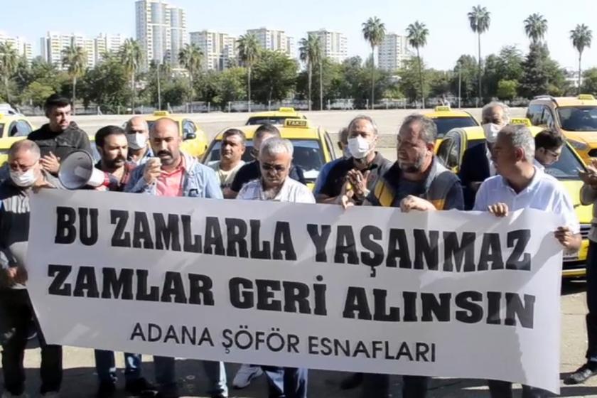 Adana’da taksi şoförleri zamların geri alınmasını ve vergilerin düşürülmesini istedi