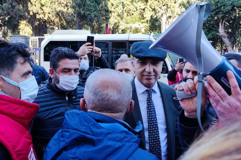 Grevdeki Bakırköy Belediyesi işçileri Bülent Kerimoğlu'nu protesto etti