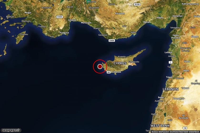 Akdeniz'de Kıbrıs açıklarında 6.4 büyüklüğünde deprem