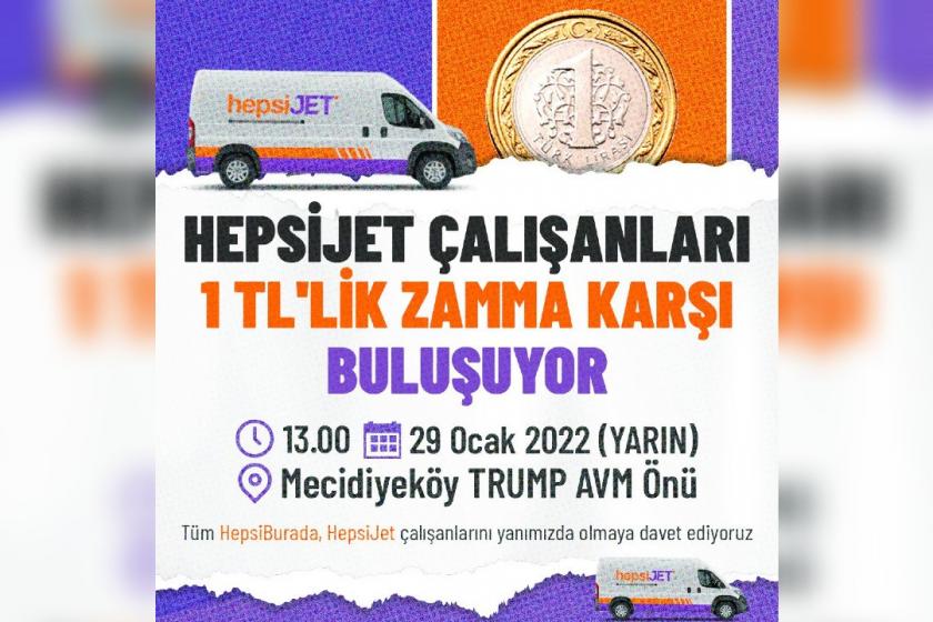 Hepsijet çalışanları sefalet zammına karşı eylemde