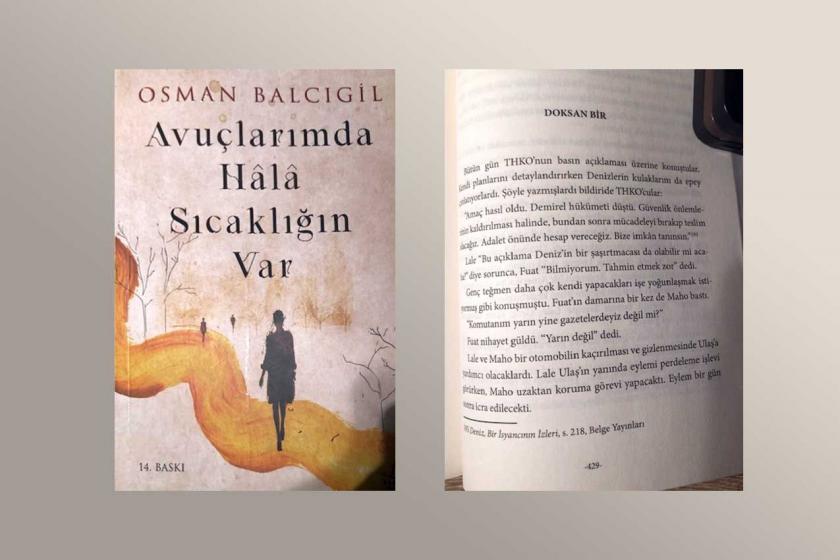 Osman Balcıgil'in 'Avuçlarımda Hâlâ Sıcaklığın Var' kitabının kapağı ve THKO bölümü