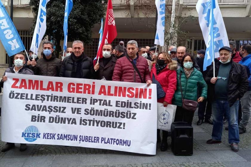 Samsun'da KESK'ten eylem: Zamlar geri alınsın, savaşsız sömürüsüz bir dünya istiyoruz