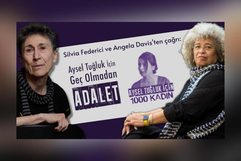 Silvia Federici (solda) ve Angela Davis (sağda) ortada Aysel Tuğluk fotoğrafı