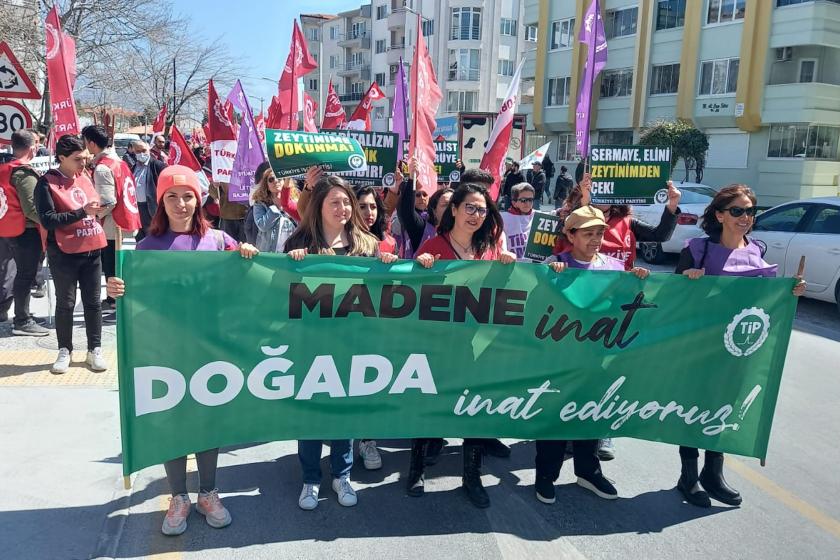 Muğla'da düzenlenen 'Madene inat doğada inat ediyoruz' mitinginden bir fotoğraf.