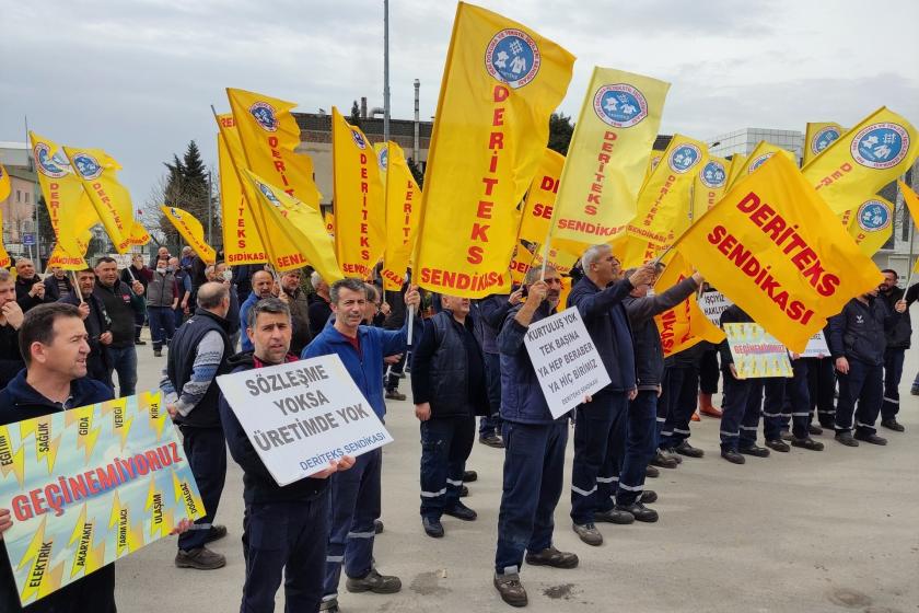 Deriteks üyesi işçiler eylem yaptı 