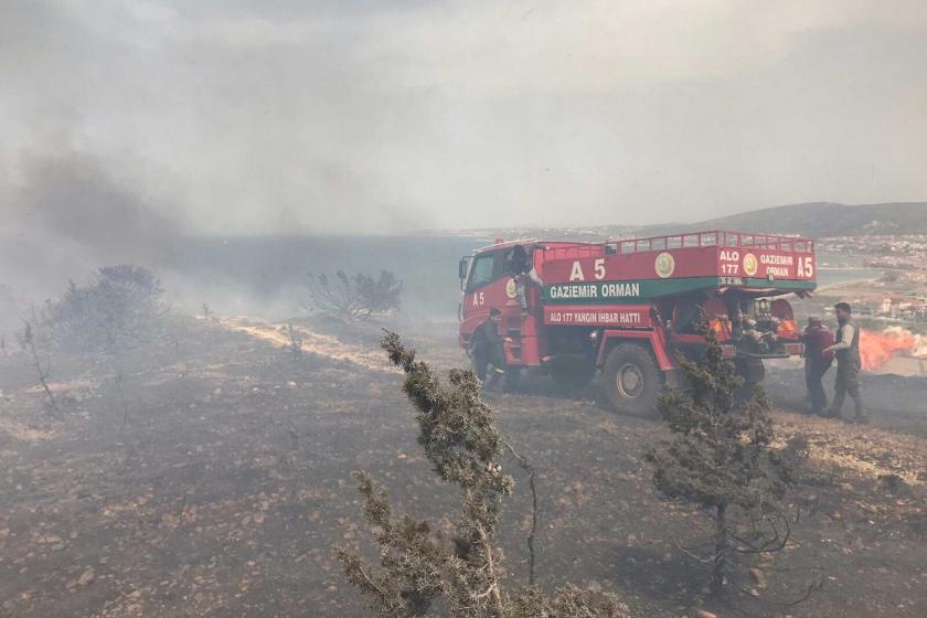 Çeşme'deki otluk yangını