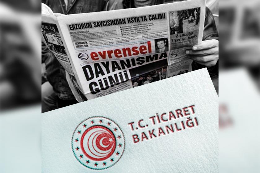 Ticaret bakanlığı logosu ve Evrensel tutan biri