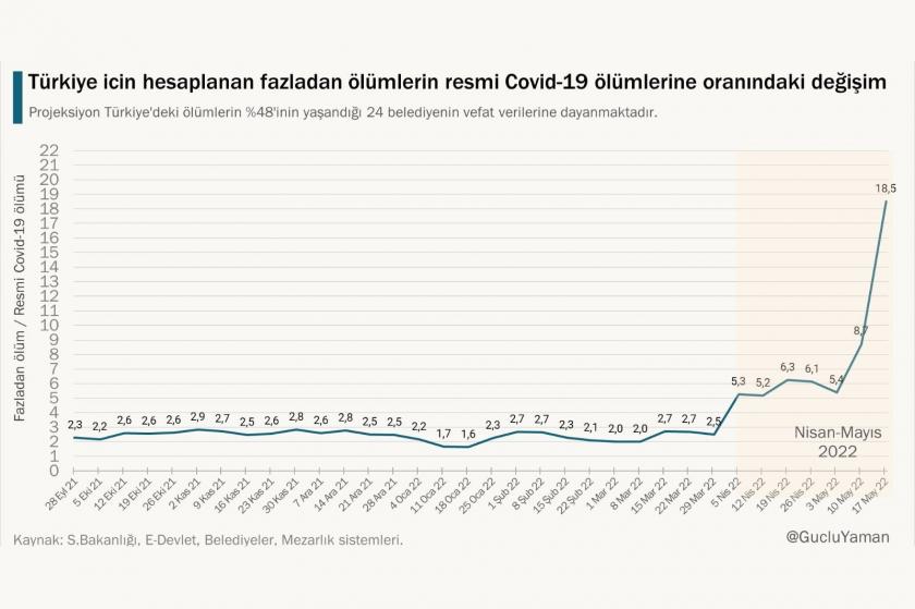 Fazladan ölümleri gösteren grafik