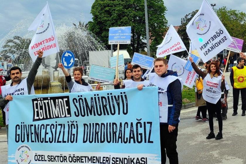 Özel sektörde çalışan emekçilerin katıldığı bir eylemden fotoğraf.