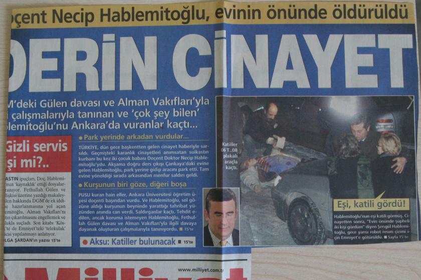 Hablemitoğlu cinayetini gösteren Milliyet gazetesi kupürü.