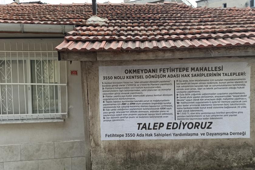 Fetihtepe halkının taeplerini içeren afiş. 