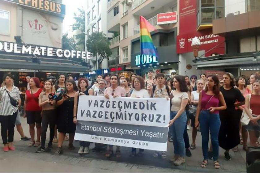 İzmir'de kadınlar Danıştay kararını protesto etti: İstanbul Sözleşmesi’ni her koşulda savunacağız!