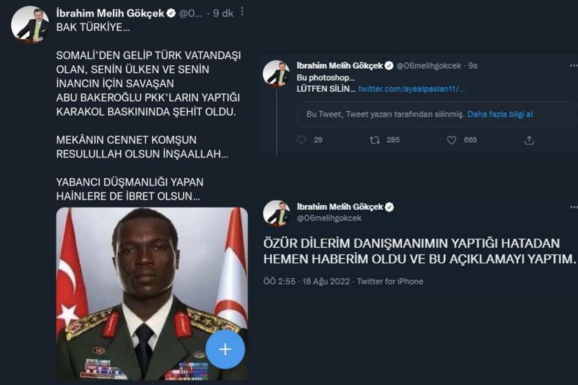 Melih Gökçek, photoshopla orgeneral forması giydirilmiş futbolcuyu "şehit" ilan etti