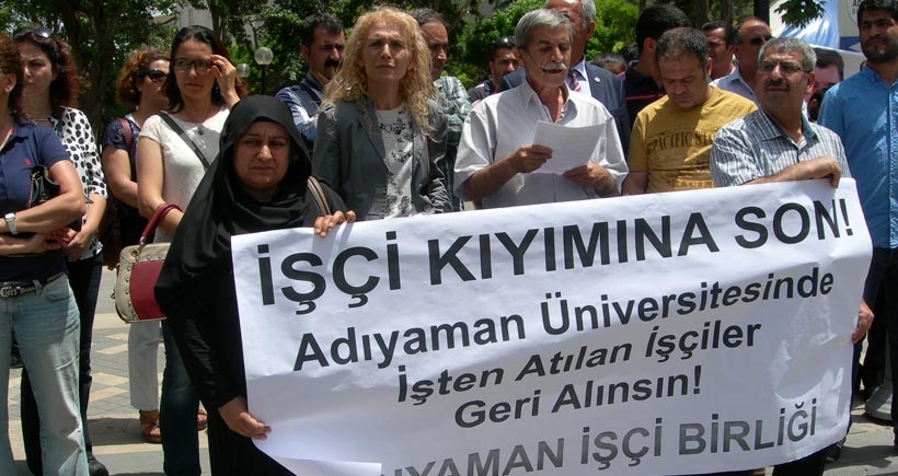 Adıyaman Üniversitesi'nde işten atılan işçiler için eylem yapıldı