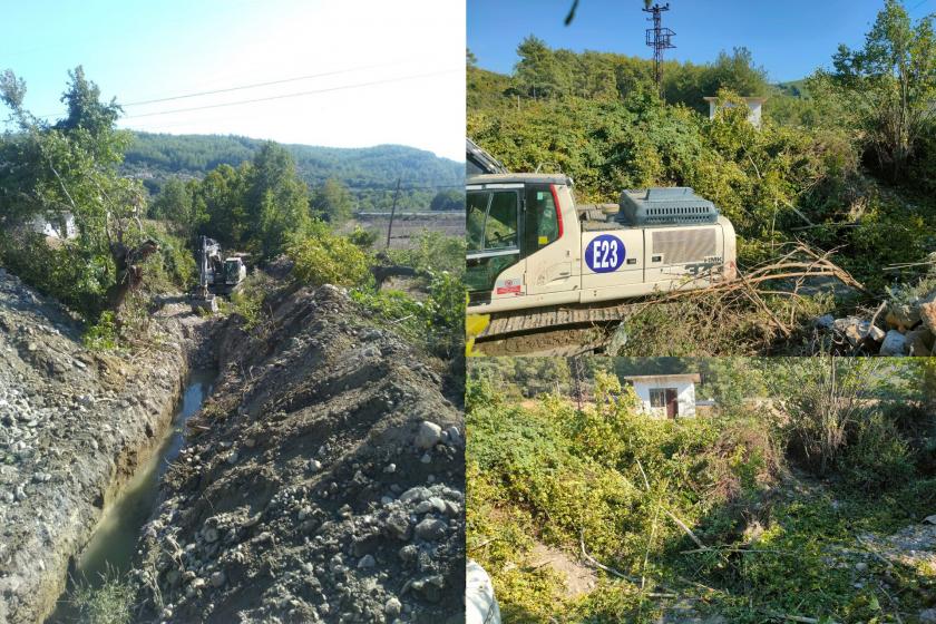 İkizköy'de çalışma yapılan alan ve tahrip olan ağaçlar