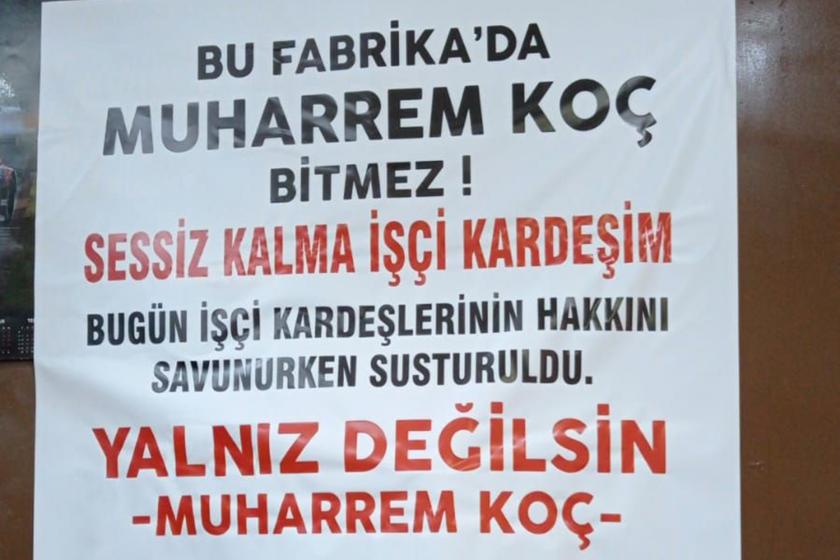 mercedes işçileri fabrika içerisine destek pankartı astı