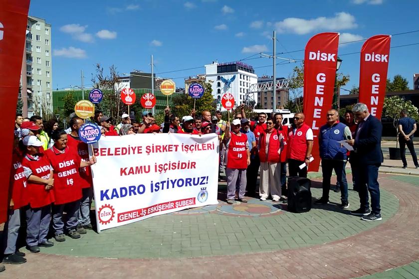 Eskişehir Tepebaşı Belediyesi işçilerinin açıklamasından bir fotoğraf.