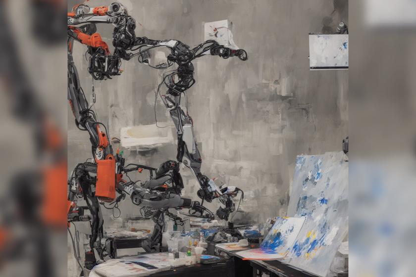 Stable Diffusion’a “Robot ressam manzara resmi çiziyor” girdisini vererek oluşturduğumuz görsel