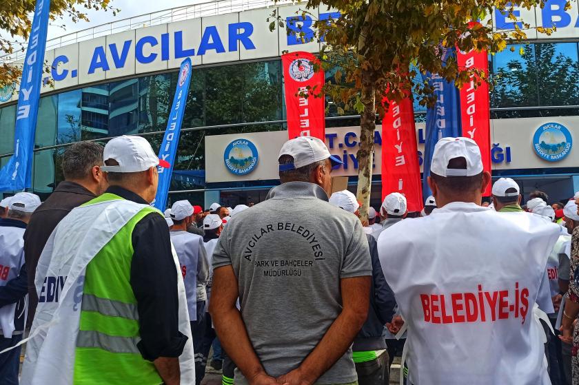 avcılar'da eylem yapan işçiler