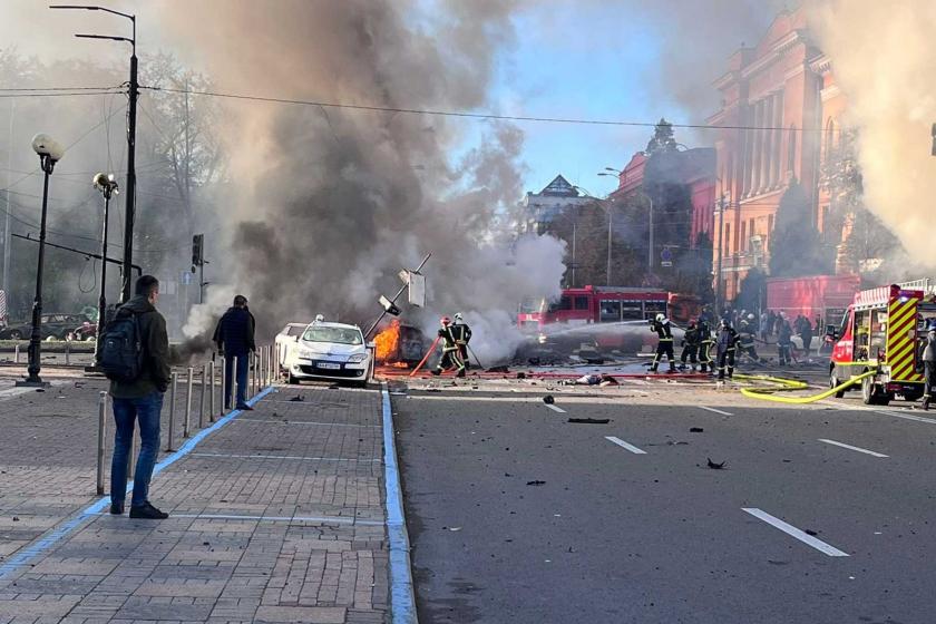 Ukrayna'nın başkenti Kiev'de patlama yaşanan alan