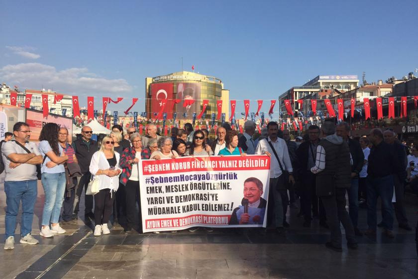 Aydın Emek ve Demokrasi Platformu Fincancı'nın tutuklanmasını protesto etti.