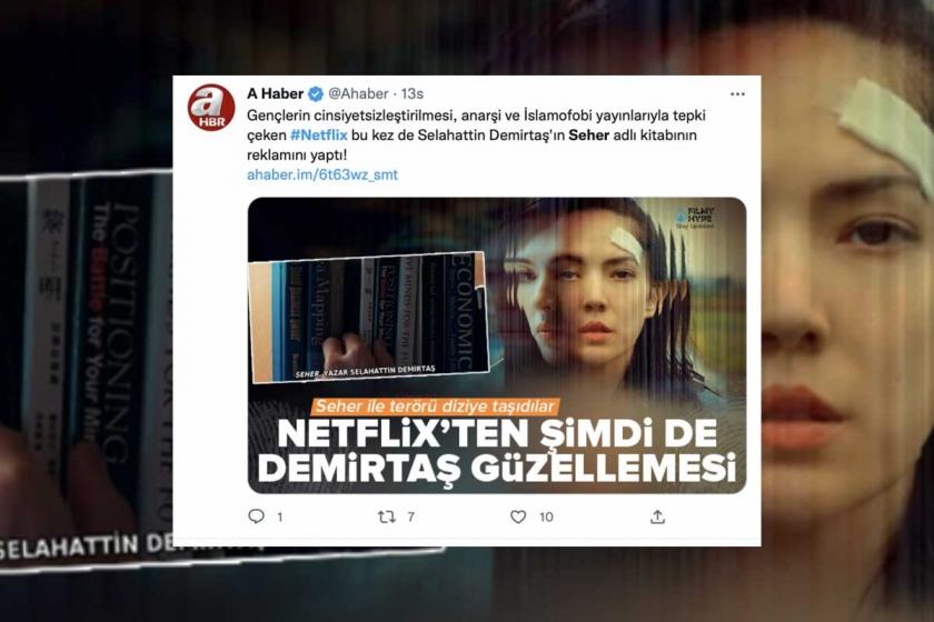 A Haber'in Demirtaş'ın Seher kitabına yer veren diziyi hedef aldığı paylaşım.