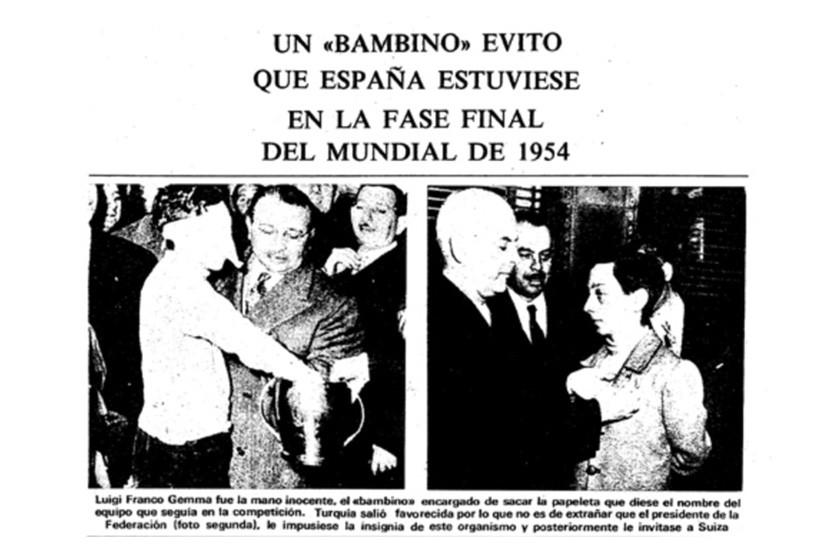 Luigi Franco Gemma'nın berabere biten maçın ardından çektiği kura, İspanya'nın değil Türkiye'nin 1954 Dünya Kupası'na katılmasını sağladı.