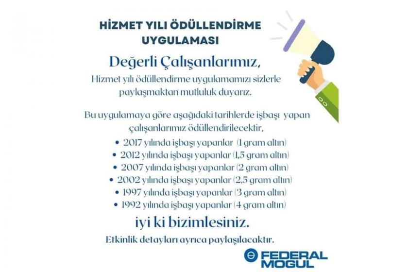 Federal Mogul'un yayınladığı mesaj