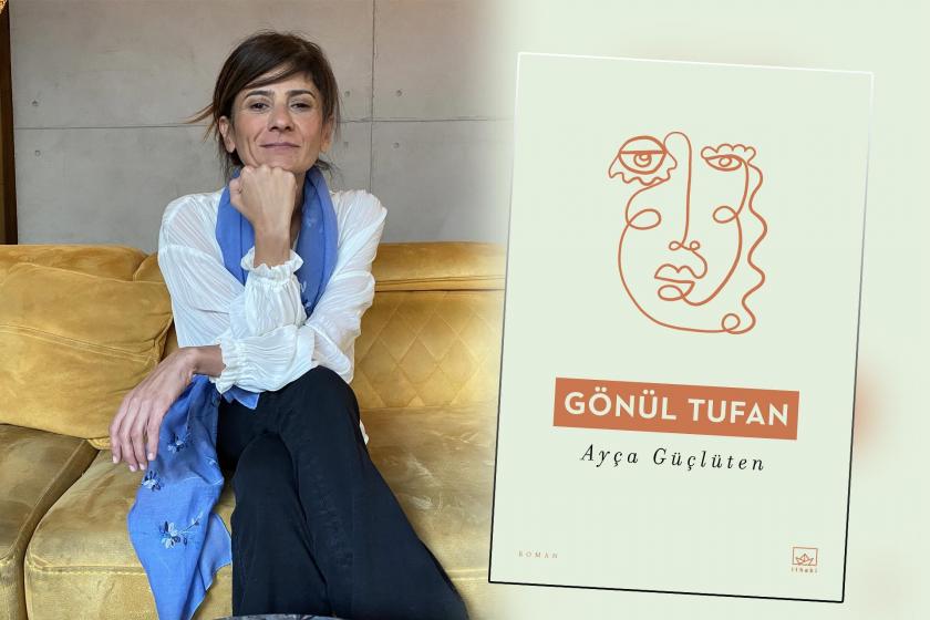 Gazeteci-Yazar Ayça Güçlüten ve 'Gönül Tufan' adlı romanının kapağı