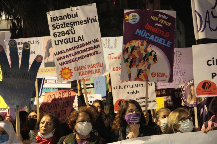 EMEP imzalı İstanbul Sözleşmesi konulu döviz