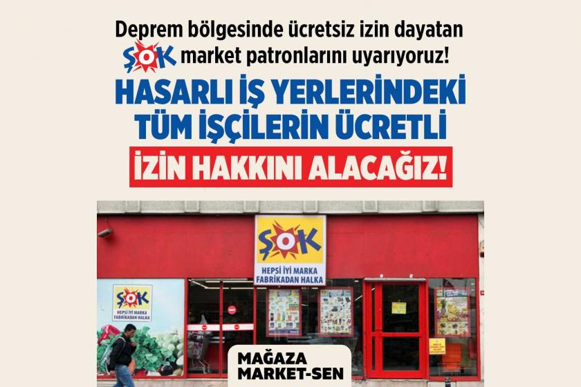 Mağaza Market-Sen'in Şok işçileri için yaptığı duyuru 