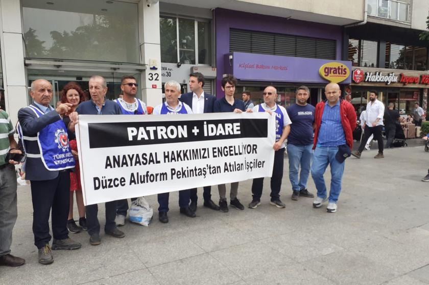 Aluform Pekintaş işçileri İstanbul’da eylem yaptı: Bu hukuk tanımazlığı her yerde dile getireceğiz